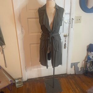 Mossimo Supply Co. Olive Green Sleeveless Trench Vest